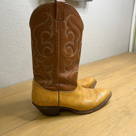 Nocona USA Cowboy‎ Boots Mens 11 C Brown Tan Western Leather Vintage main image 12